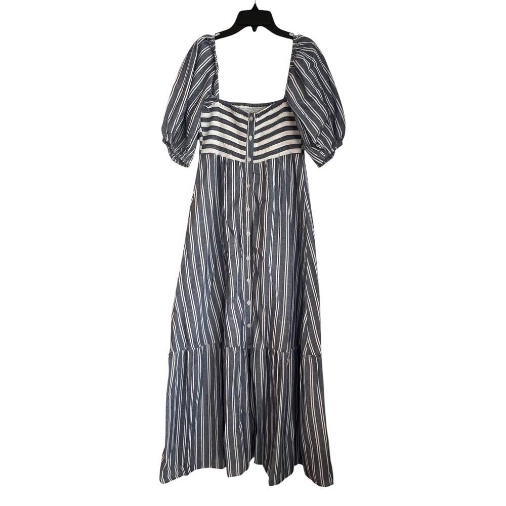 Love Tomas By Emerson Fry Santiago Button Front Maxi Dress M/L Blue Boho Cottage